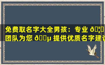 免费取名字大全男孩：专业 🦍 团队为您 🐵 提供优质名字建议
